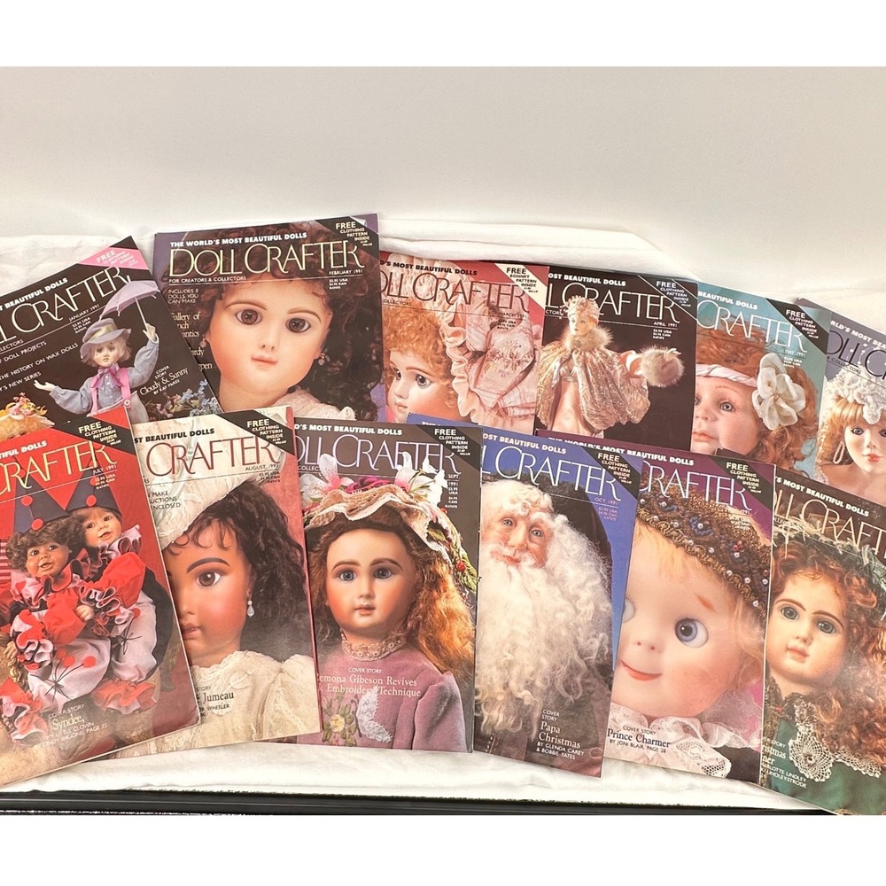 Vintage Doll Crafter Magazine 1991 FuIl Yr 12 Issues Patterns Doll Making Crafts